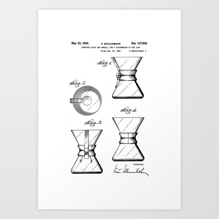 Blueprint Coffee Two Part Percolator Patent Poster Art: Canvas Prints,  Frames & Posters