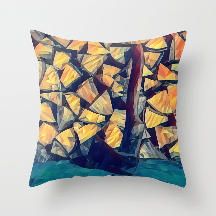 Axe and wooden logs pile of chopped firewood Throw Pillow