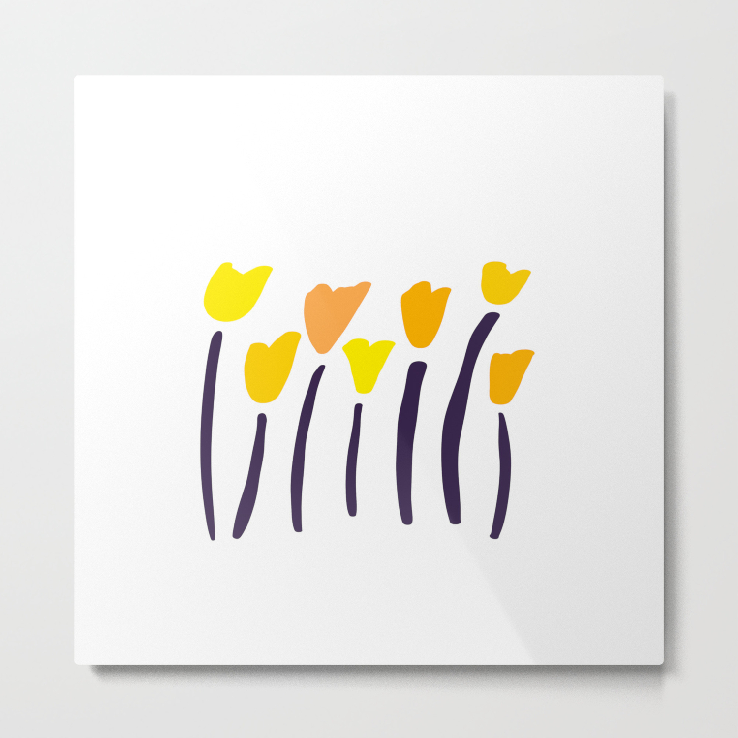 California Poppies Hand Drawn Modern Organic Illustration Metal