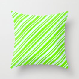 [ Thumbnail: Light Cyan and Green Colored Lined/Striped Pattern Throw Pillow ]