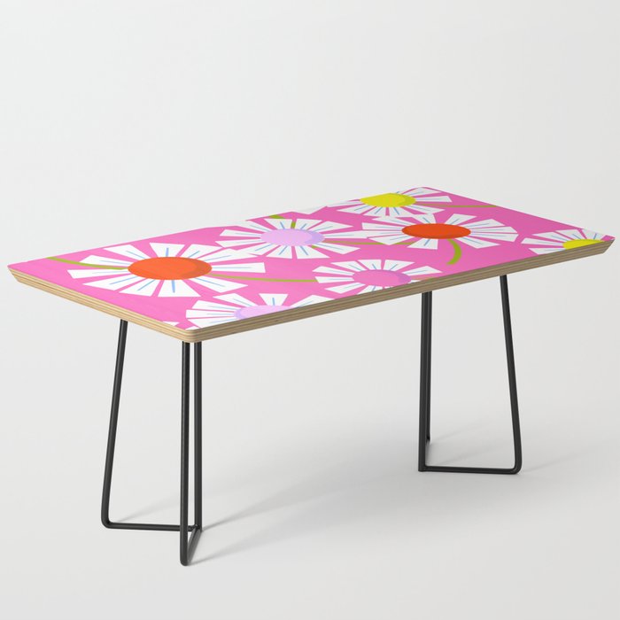 Hot Pink Modern Daisy Flowers Coffee Table