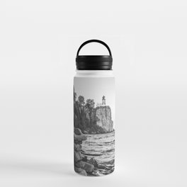 Split Rock Lighthouse | Black and White Photography | Lake Superior Minnesota Water Bottle