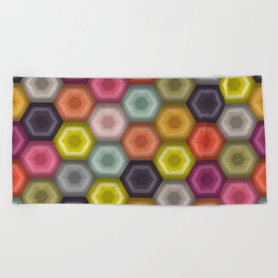crochet honeycomb Beach Towel