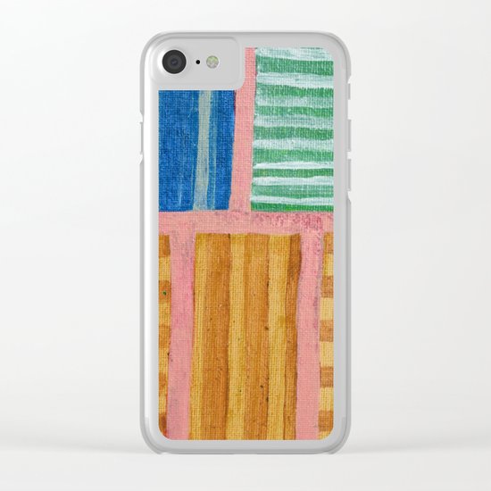 Beautiful Stripes Pattern within a Pink Grid Clear iPhone Case