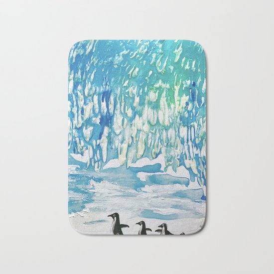 Penguin Family on Thin Ice Bath Mat