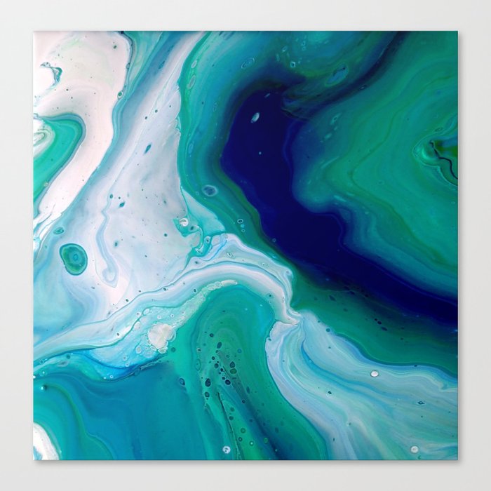 Abstract Mable Colorful Blue Turquoise Fluid Acrylic Painting