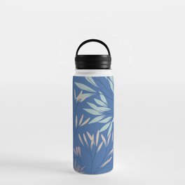Floral Branches on Blue Botanical Pattern Water Bottle