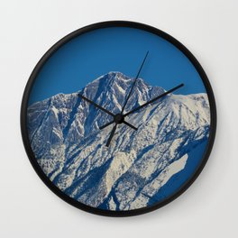 Fresh snow on the mountains of Jasper National Park Wall Clock