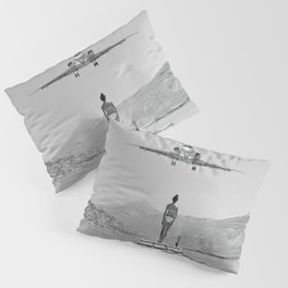 Steady As She Goes; aircraft coming in for an island landing black and white photography- photographs Pillow Sham | Cessna, Catalinaisland, Aircraft, Sports, Airplanes, Extreme, Jets, Stunts, White, Hawaii 
