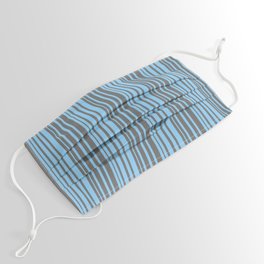 [ Thumbnail: Dim Gray and Light Sky Blue Colored Striped/Lined Pattern Face Mask ]