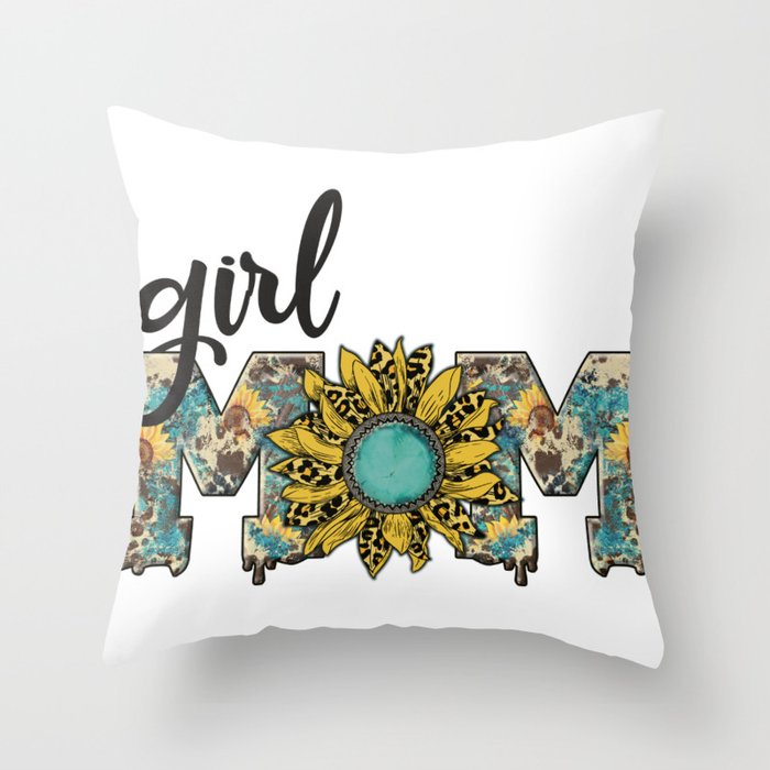 Girl mom sunflower sublimation mothersday 2022 Throw Pillow