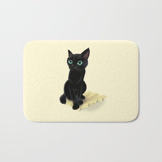Black little kitty Bath Mat