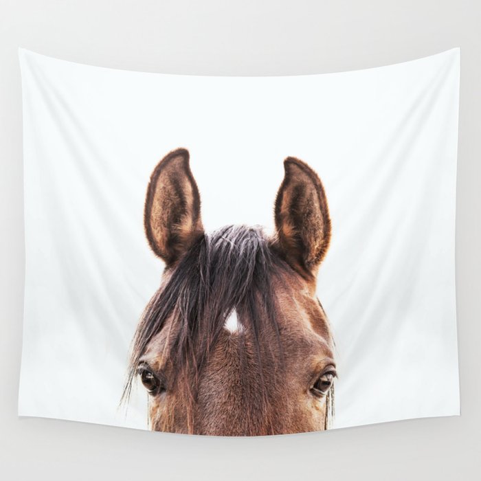 peekaboo horse, bw horse print, horse photo, equestrian, equestrian photo, equestrian decor Wall Tapestry