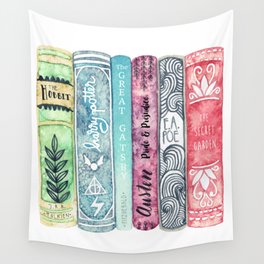 Book Lover Watercolor Books Wall Tapestry