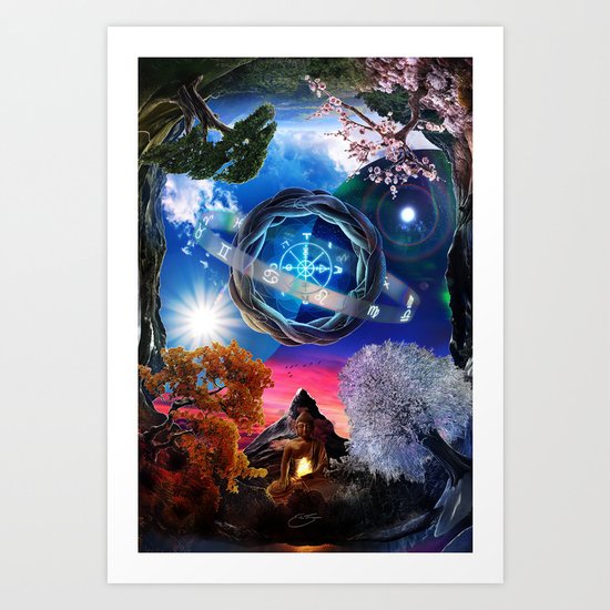 X . The Wheel Tarot Card Illustration Art Print