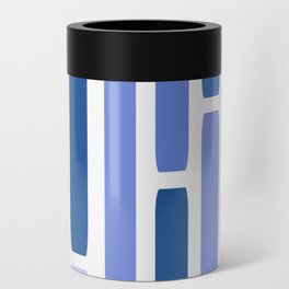Mid Century Modern Stripes Blue Can Cooler