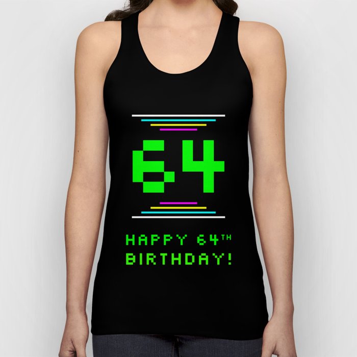 64th Birthday - Nerdy Geeky Pixelated 8-Bit Computing Graphics Inspired Look Tank Top