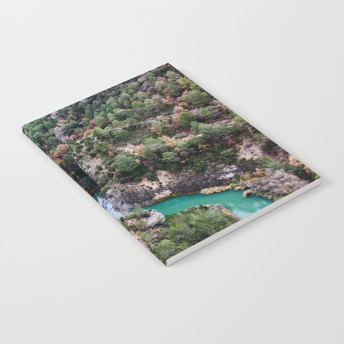 Spain Photography - Beautiful Blue River Flowing Through The Nature  Notebook