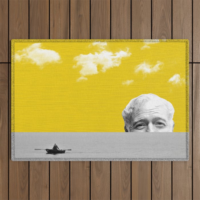 Ernest Hemingway | Old man and the Sea | Digital Collage Art Outdoor Rug