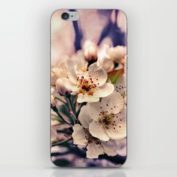 Blossoms at Dusk - vintage toned & textured macro photograph iPhone Skin