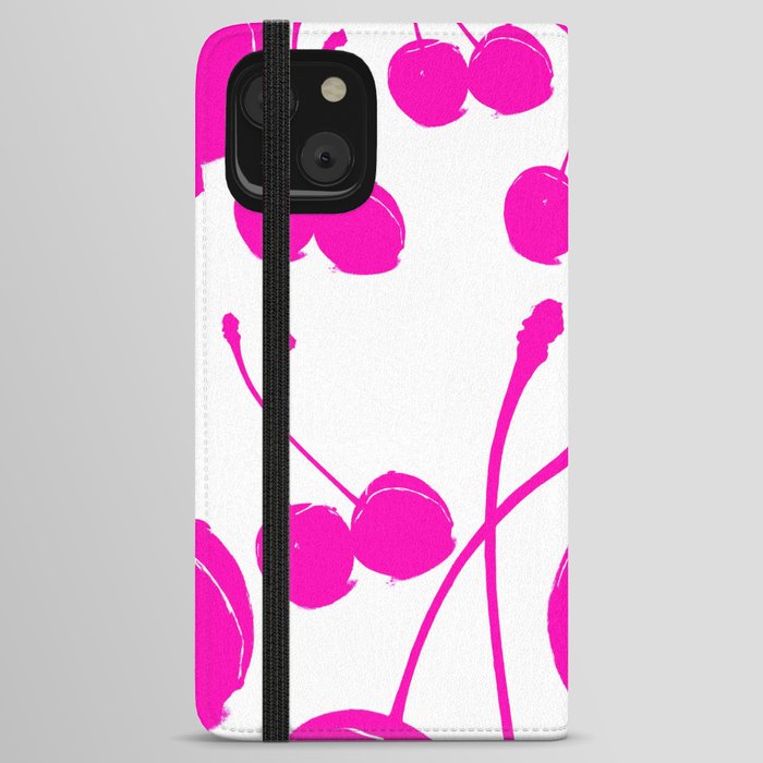 Pink neon Cherry iPhone Wallet Case