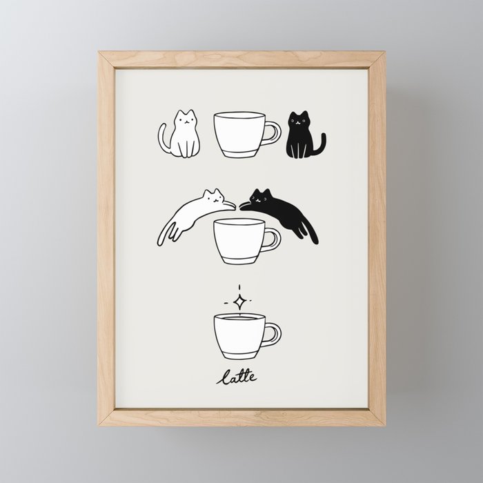 Coffee Cat 2: Catte Framed Mini Art Print