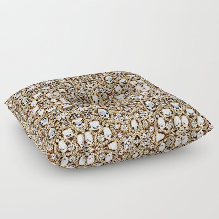 jewelry gemstone silver champagne gold crystal Floor Pillow
