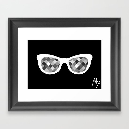 Diamond Eyes White on Black Framed Art Print