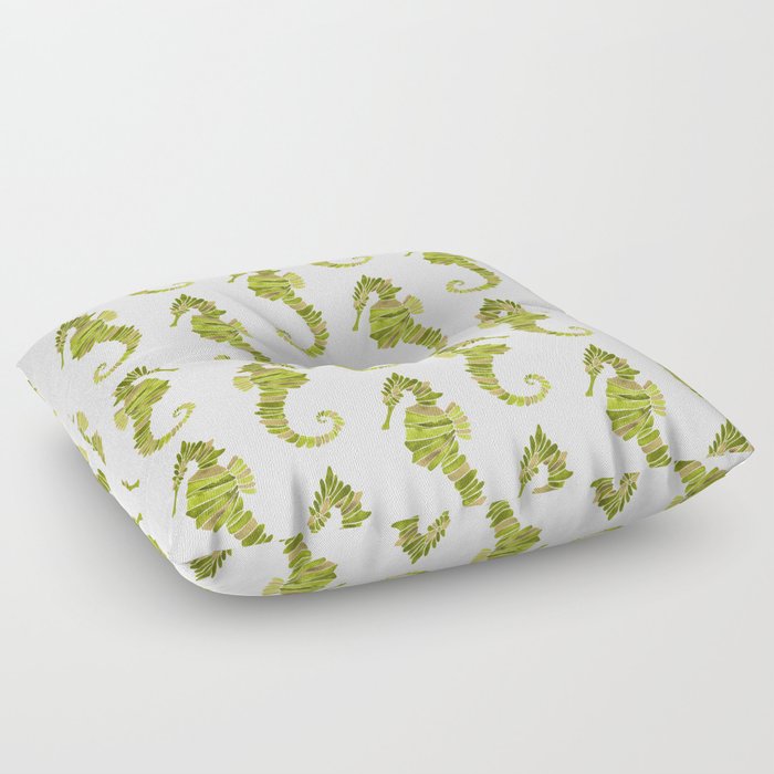 Seahorse – Lime & Gold Floor Pillow