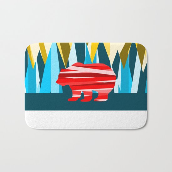 Abstract lines Bear Bath Mat