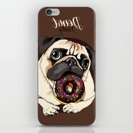 Adorable Beige Puppy Pug Chocolate Donut iPhone Skin