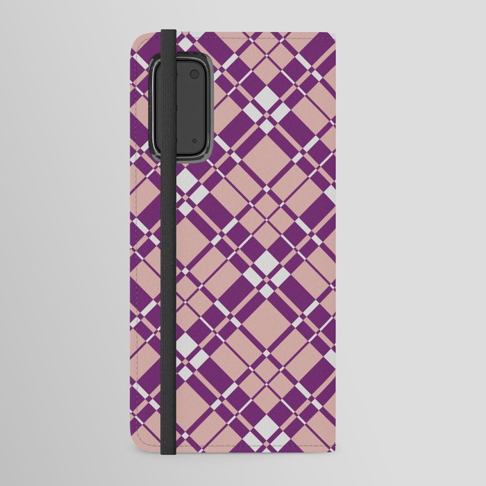 Purple pink gingham checked Android Wallet Case