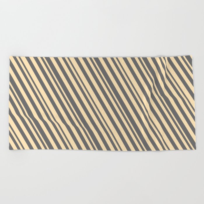 Beige and Dim Gray Colored Stripes/Lines Pattern Beach Towel