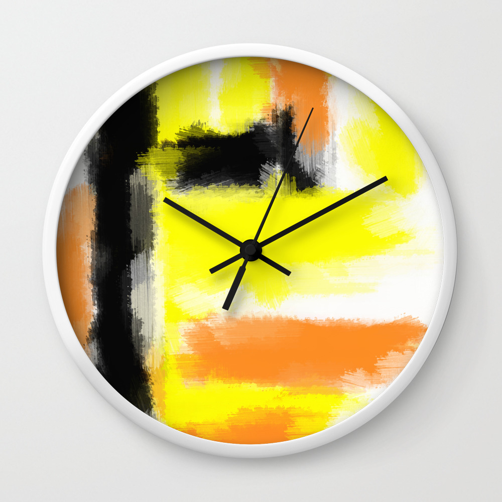 Orange Yellow And Black Painting Abstract With White Background