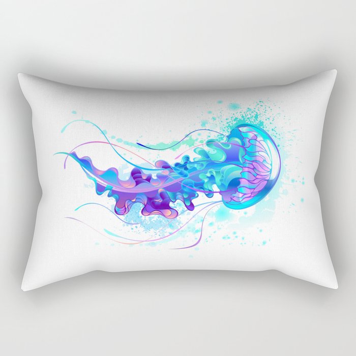 Big Blue Jellyfish Rectangular Pillow