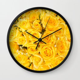 YELLOW ROSES CLUSTERED Wall Clock