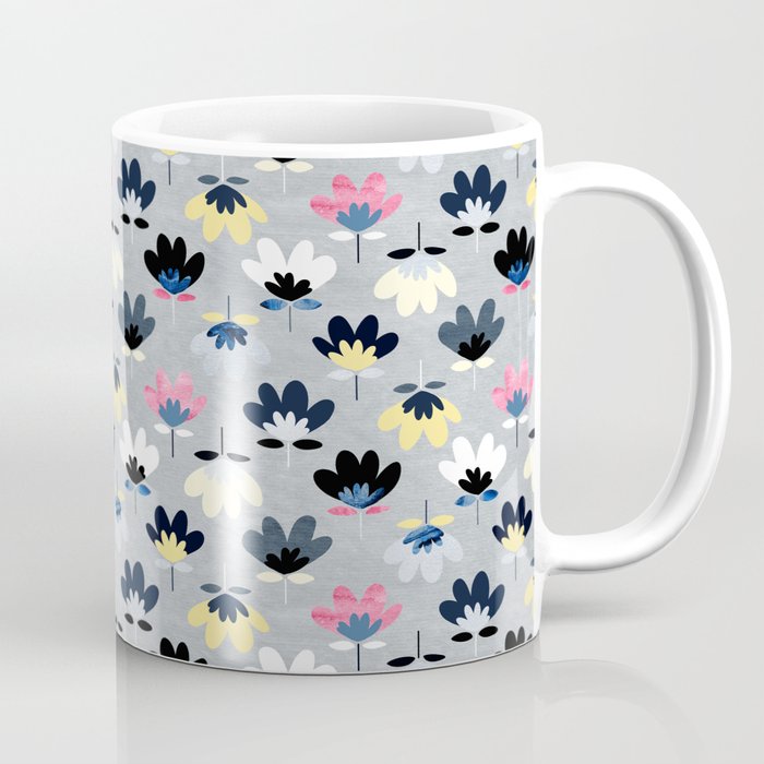 Textured Fan Flowers - Cool Colors Coffee Mug