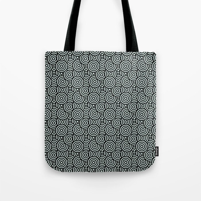 Black and Pastel Blue Funky Retro Ring Pattern 3 - Coloro 2022 Popular Color Pure Water 088-88-09 Tote Bag