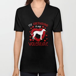 Dog Animal Hearts Day Greyhound My Valentines Day V Neck T Shirt