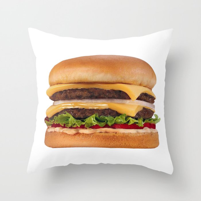 Hamburger - Double Double Cheeseburger,  with lettuce and Onions Throw Pillow