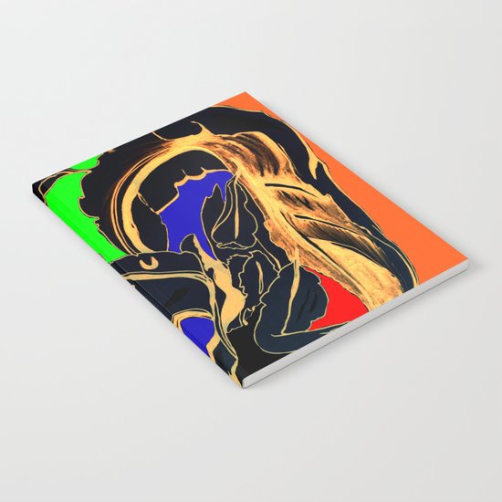 Blue Green Orange Black and Gold, Stand Up Red Notebook
