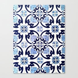 Azulejos, moroccan tiles, Painted tiles, blue, white, portugal Canvas Print