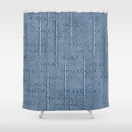 Blue Heritage Hand Woven Cloth Shower Curtain