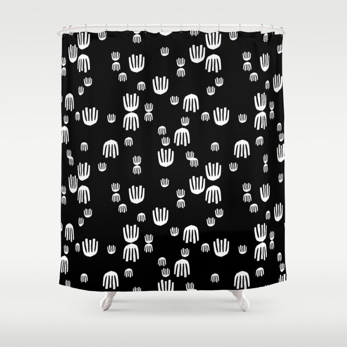 Linocut Black And White Minimal Hand Pattern Minimalist Decor