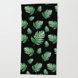 Wonderful Colocasia Plant Indoor House Plant Pattern On Black Beach Towel