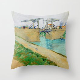 Vincent van Gogh - Langlois Bridge at Arles with Road Alongside the Canal Throw Pillow