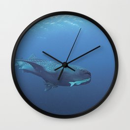 Hangers-on (2 remoras) on a whale shark Wall Clock