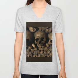Creepy Skulls- Paris Catacombe Unisex V-Neck