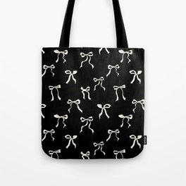 Coquette cream loose ribbons on a black background pattern Tote Bag