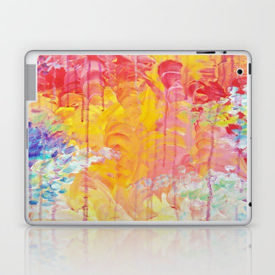 SUN SHOWERS - Beautiful Pastel Coloful Rain Clouds Bright Sky Abstract Acrylic Painting Laptop & iPad Skin